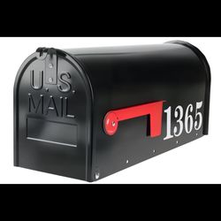 Zinovo Post Mount Mailbox, 18.8 x 9 x 6.7 in, Steel, Waterproof, Red Flag, Black