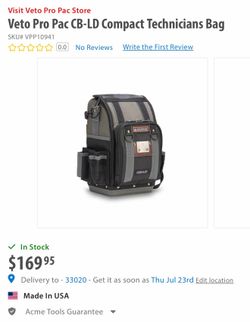 Veto Pro Pac CB-LD Compact Technicians Bag