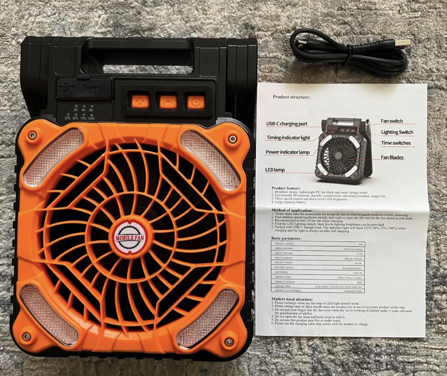 Portable Solar Camping Fan with Lantern