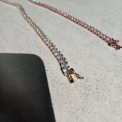 18" Diamond Tennis Chain And Bracelet Set