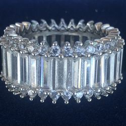 Beautiful Sterling Silver (.925) CZ Beget Ring/Band Size 6.75 NWOT