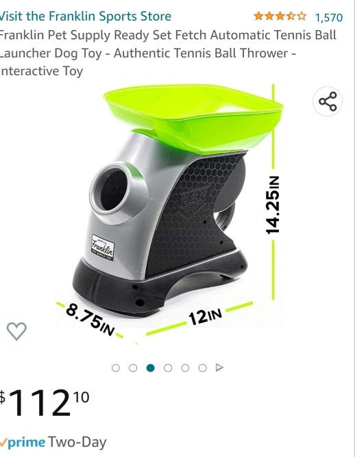 Franklin Pet Supply Ready Set Fetch Automatic Tennis Ball Launcher Dog Toy - Authentic Tennis Ball Thrower - Interactive Toy