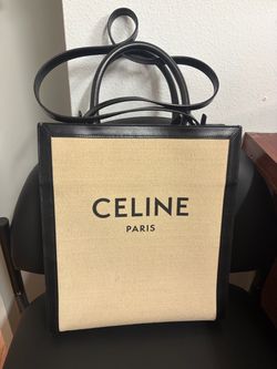 Celine Small Cabas Vertical in Textile and Calfskin