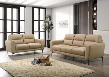 New top grain genuine leather couch and love seat set / free delivery