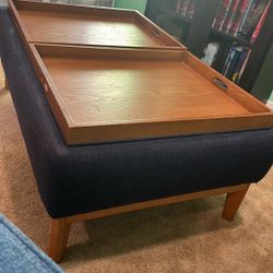 2-in-1 Ottoman Coffee Table – Reversible Tray & Storage