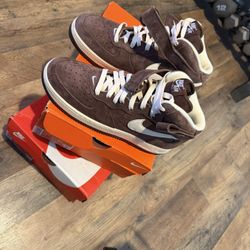 New Nike Air Force 1 Mid QS CHOCOLATE Brown Suede Men's 8.5 Women's 10