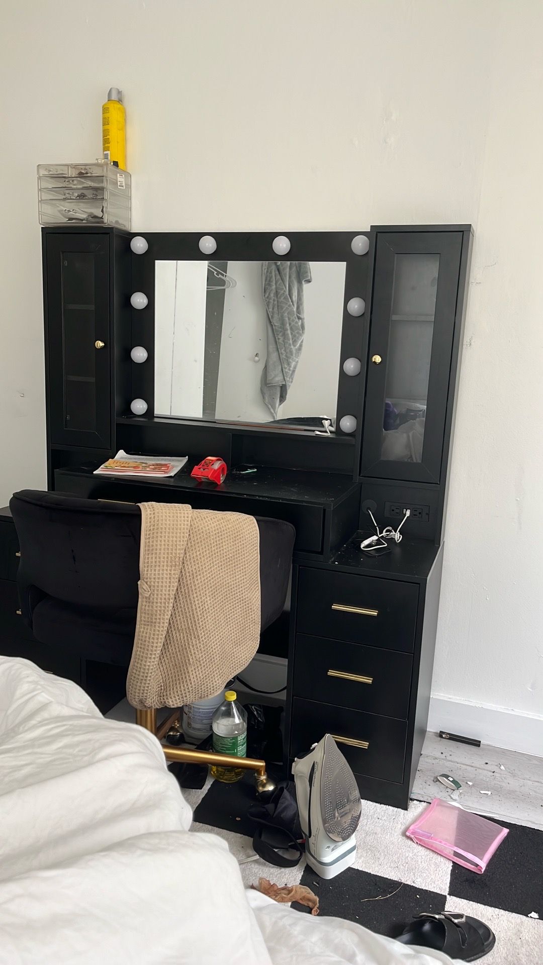 Make up vanity with chair and lights