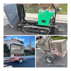 Concrete Buggy, Concrete Mixer & Message Board 