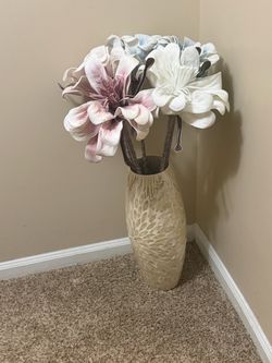 Tall Decorative Vase with Artificial Flowers