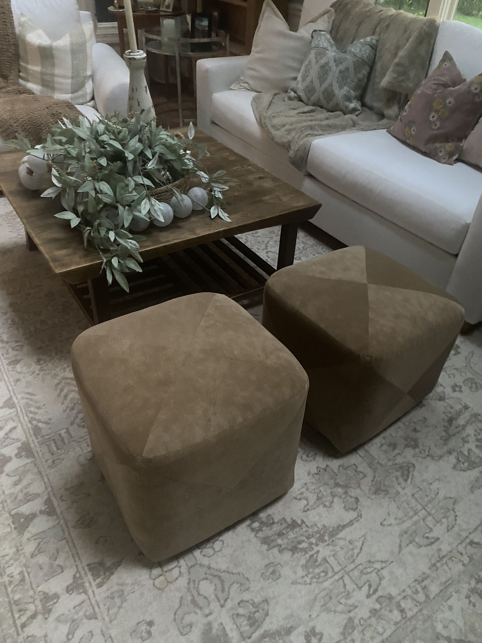 Two Square Ottomans 19” ~ 80 Both