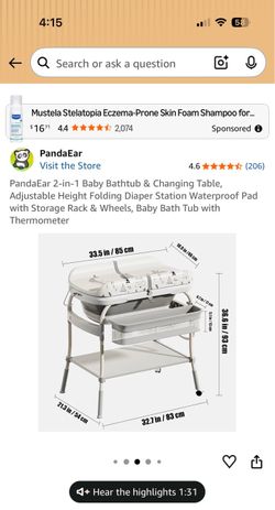 Baby bathtub 2 in 1 changing table with thermometer