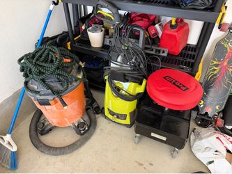 Power washer , shop vac, garage stool