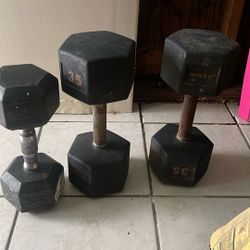3 Dumbbells 2 Set Of 35lbs And 1 25lbs 