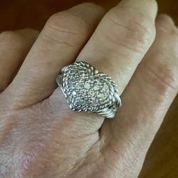 Judith Ripka Sterling Silver Heart Diamonique Pave Ring Size 7