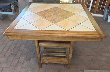Bar height wood tile top table 3 ft x 3 ft