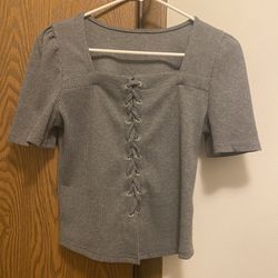 Blouse Top Grey 