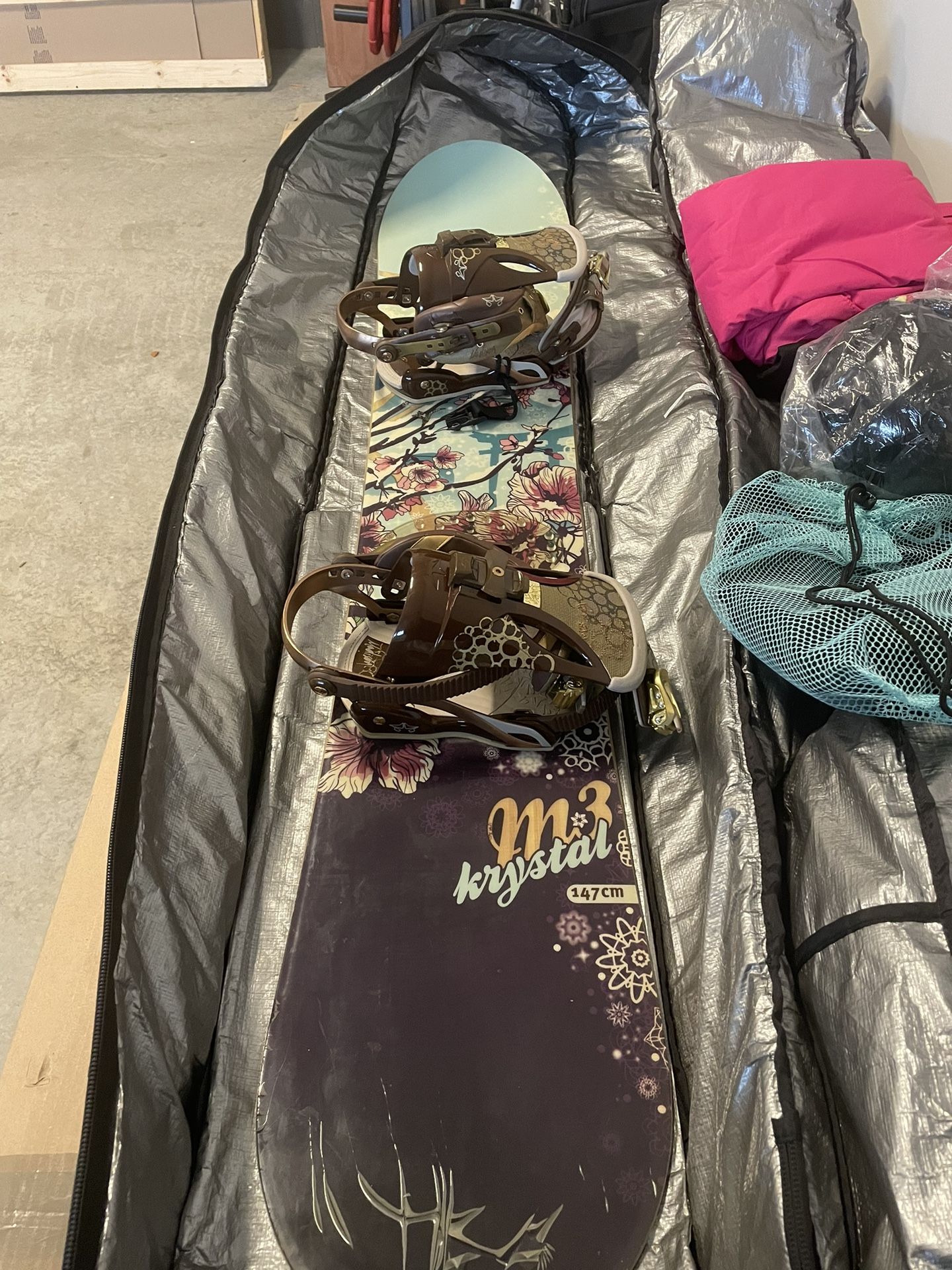 Snowboard, Case, Boots, Helmet And Goggles 