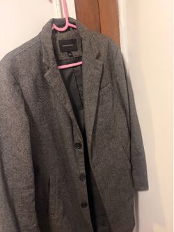 Banana Republic Italian Melton Wool Topcoat - Brown Herringbone - Men's Size M