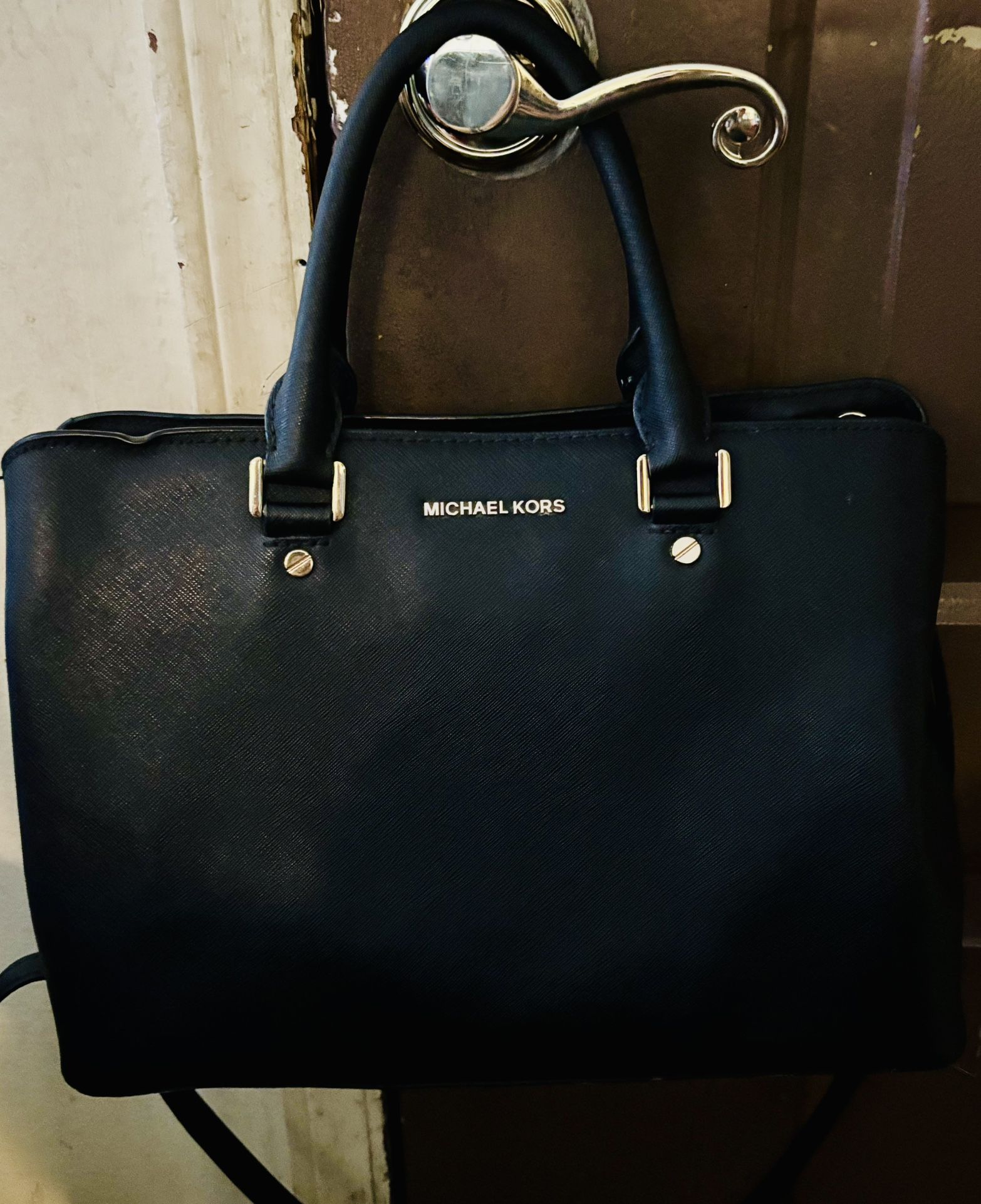 Black Michael Kors Large Leather Satchel