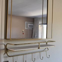 Gold mirror and shelf