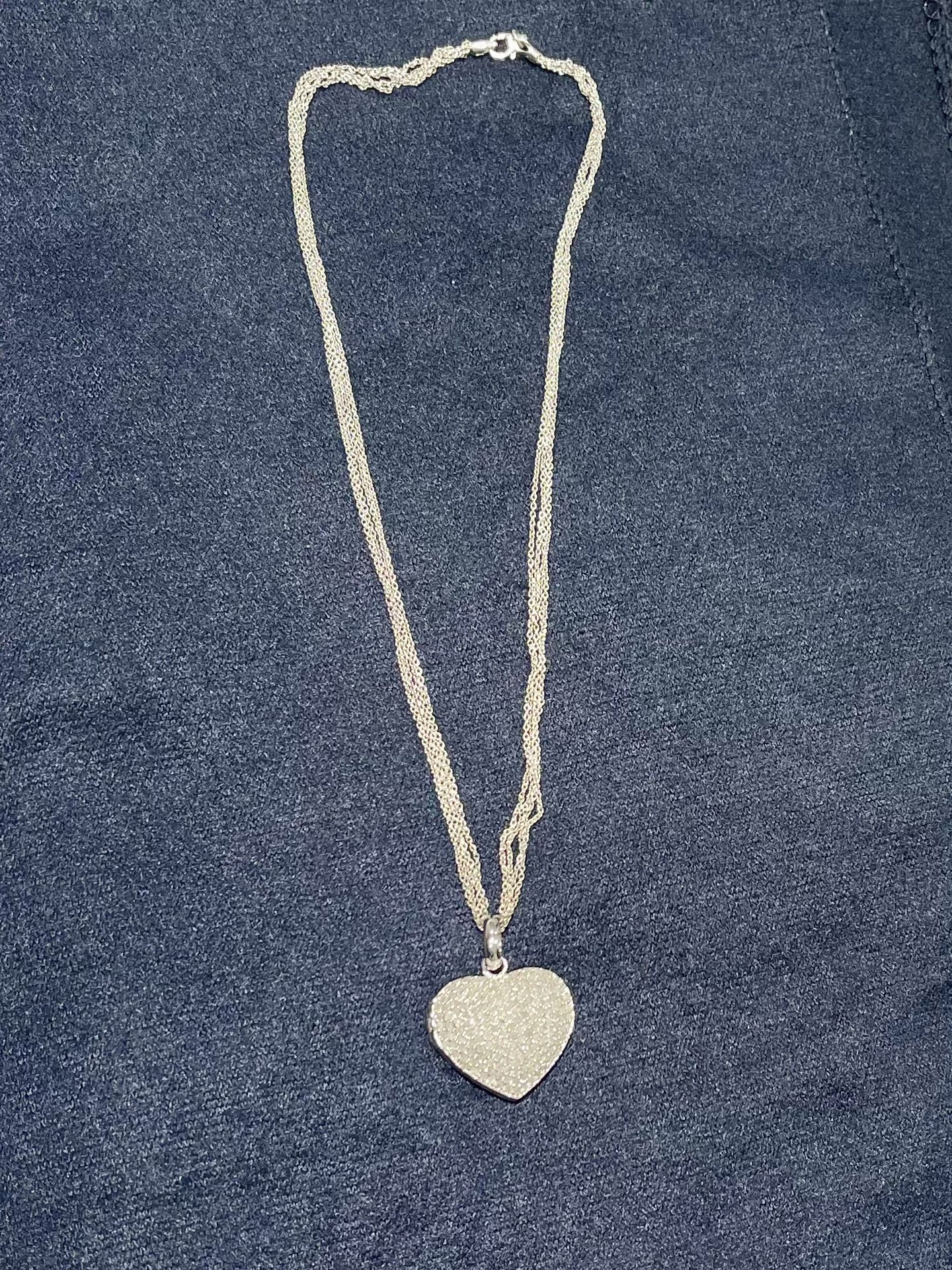 Sterling Silver Necklace With Dimond Heart