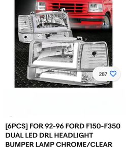 6pcs Ford 92-96 F150-F350 Dual Led Headlights
