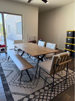 Living Spaces modern table with west elm dupe chairs