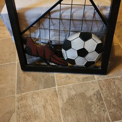 Retro Metal Soccer Ball At Soccer Cleats Pop Out Wall Hanging 16x16 Excellent Condition Never Hung Up Been Packed Up Retro Metal Soccer Ball At Soccer