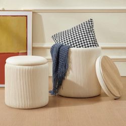 Ribbed Storage Ottoman Set of 2