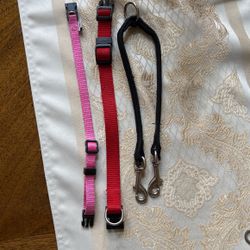 Dog 2 Collars $5.   1 Double Leash Connect 