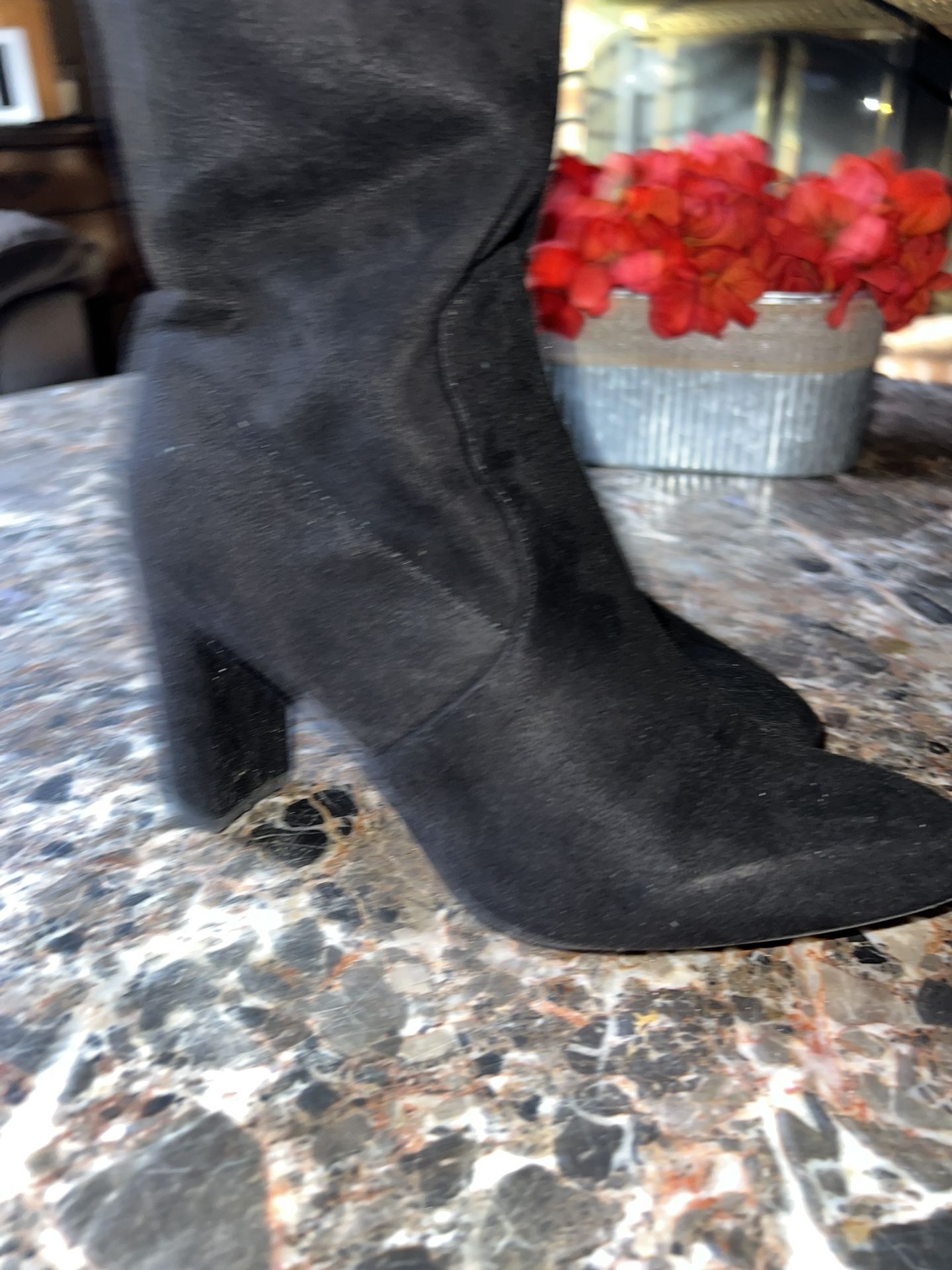 Ladies size 7.5 Top Moda 2” suede ankle boots