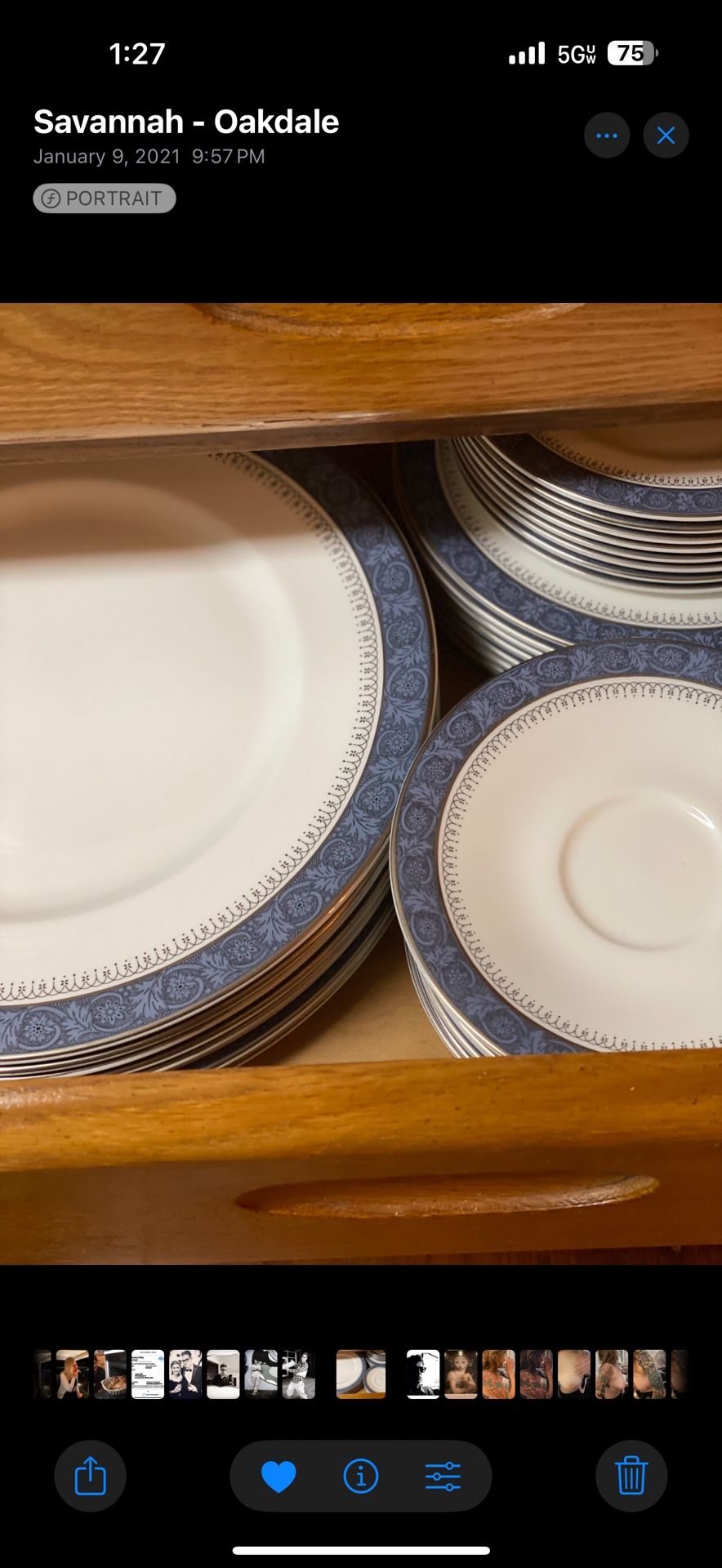 40 pieces, 8 settings Vintage Royal Doulton English fine bone china Sherbrooke pattern H5009