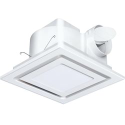 10" Ultra Quiet Bathroom Exhaust Fan with LED Light, Ceiling Mount, 1.0 Sones 110 CFM, 4" Duct, 8x8 Mount.