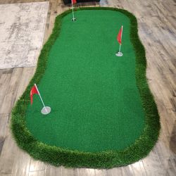 Golf Putting Green Indoor Outdoor Putting matt Professional Training Mat Practice Putting Mat with 3 Flags 3 Movable Cup  Pad 5x10ft