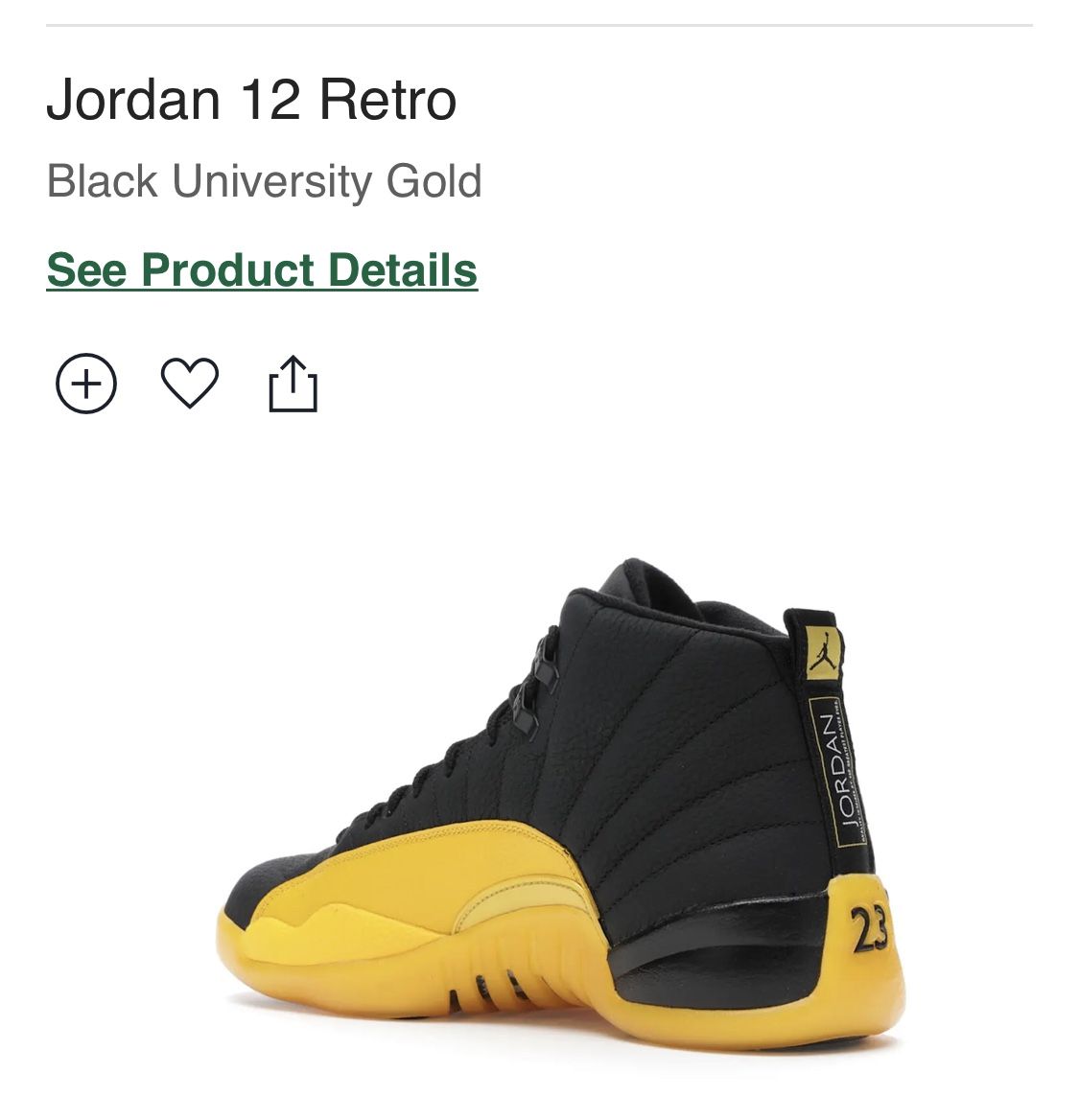 Jordan 12 Retro Black University Gold (GS)
