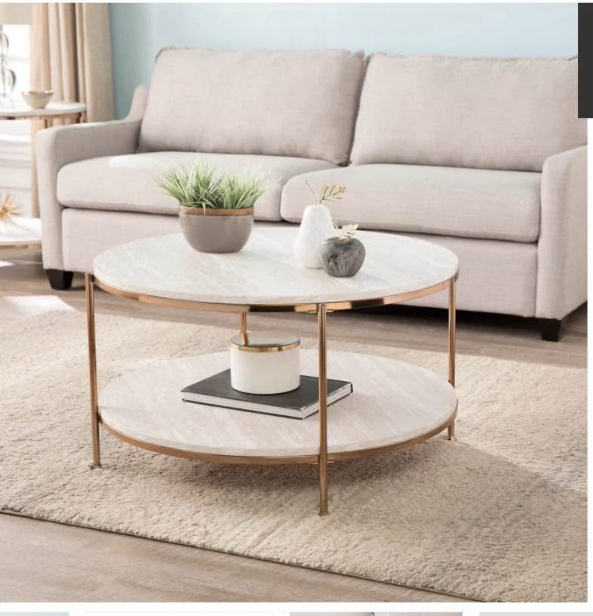 Round Faux Stone Coffee Table