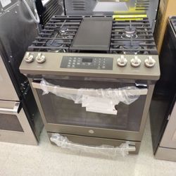 GE SLATE SLIDE IN GAS RANGE OPEN BOX ITEM