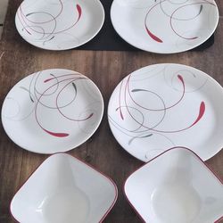 Free delivery! Two large plates, 2 regulat plates, 2 bowls
