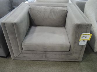 Soho Gray Velvet Oversized Square Accent Chair
