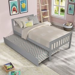 Lilja Twin Size Platform Bed Frame with Trundle