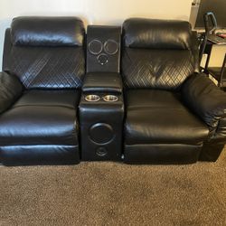 Leather Reclinging Sofa And Love Seat