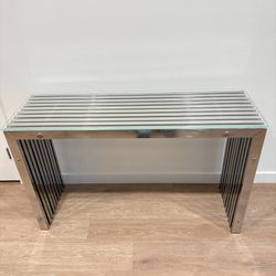 A Polished Stainless Steel Console Table, By Modani