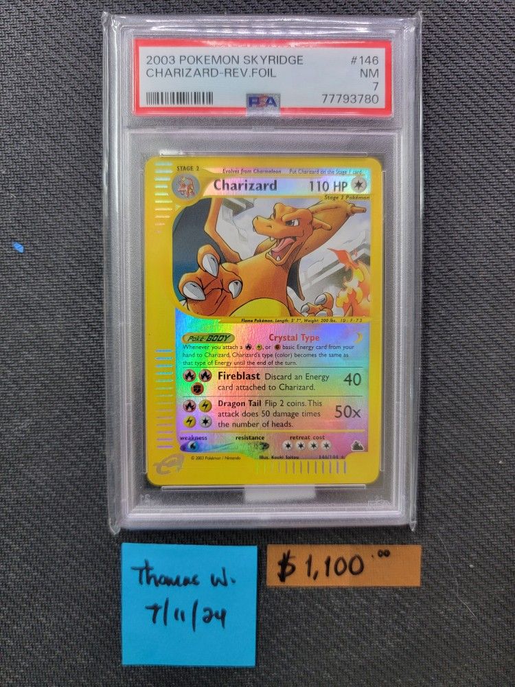 FS / FT
🔥GRAIL ALERT🔮🔥🐉
PSA 7 - Skyridge Crystal Charizard
Price: $1,100
Highlights:
🌟Low Pop: 94
🌟Super Clean Front & Back
🌟 Pokemon CARD