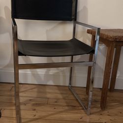 Vintage MCM Chrome and Faux Leather Chair.