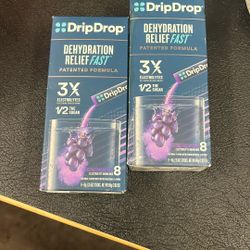 (2) DripDrop Electrolyte Powder Drink Mix for Dehydration Relief Fast, Grape, 0.35 oz, 8 Count Packets 5/26