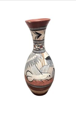 Vintage Huge 17.5" Handmade Tonala Pottery Floor Vase Dove Motif Mexico PLS READ