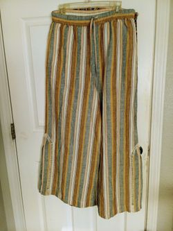Free people Striped Wide-Leg Cropped Pants