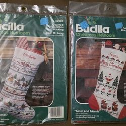 Two Bucilla Cross Stitck Stocking Kits