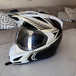 White Black Icon Motorcross Helmet 