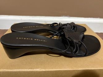 Antonio Melani Black Wedge Slide Sandals